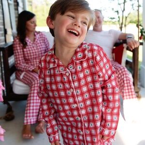 Cecil & Lou Kids Red Check Christmas Tree Pajamas, NWT, Unisex Size: 4